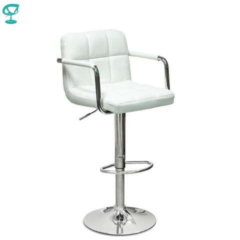 94376 Barneo N-69 Leather Kitchen Breakfast Bar Stool Swivel Bar Chair white color free shipping in Russia