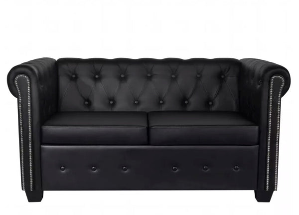 VidaXL Modern Chesterfield Sofa 2-Seater Home Furniture Black Classical Living Room Sofa Genuine American Style Sofa