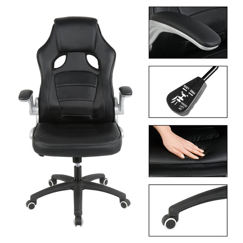 1Pc Ergonomic Office Comfortable Computer Game Swivel Chair Rotate Armrest Executive Lifting Reclining Back PU Leather Chair HWC