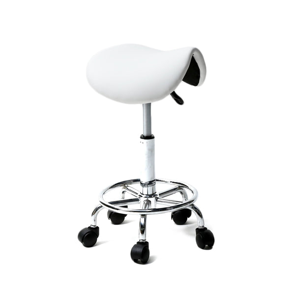 White Swivel Bar Chair with Rolling Feet Dropshipping