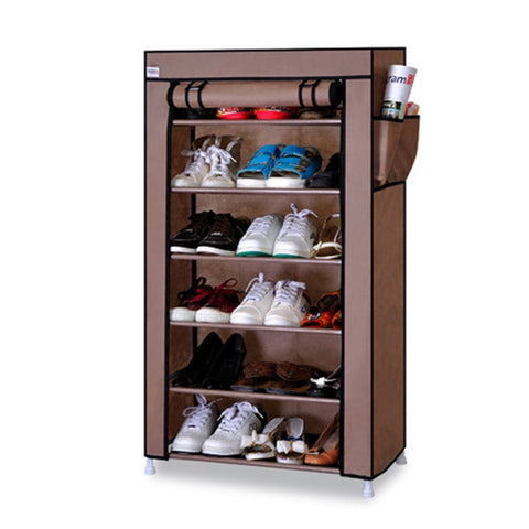 On Sale Seven Layers Six Grids Non-woven Cloth Shoes Cabinet Creative DIY Dust-proof Storage Shoes Rack Shoes Organizer Shelf