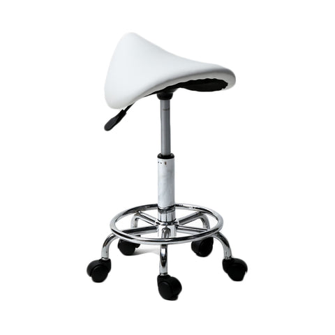 White Swivel Bar Chair with Rolling Feet Dropshipping