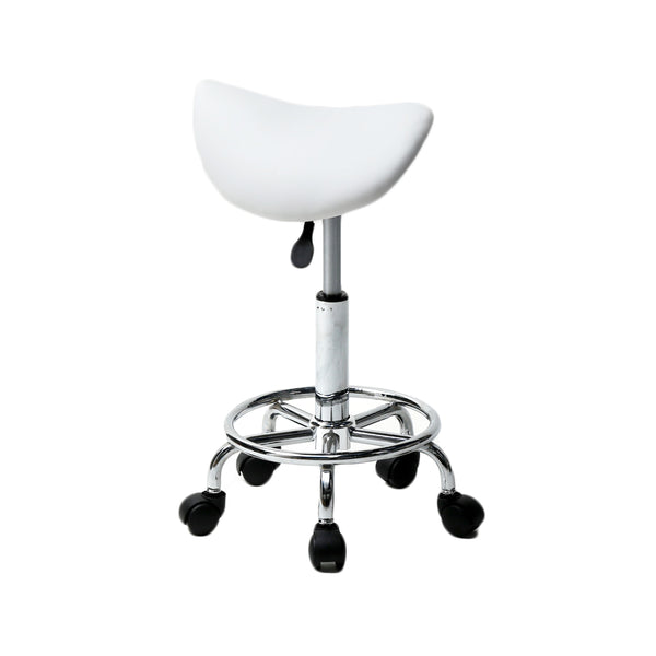 White Swivel Bar Chair with Rolling Feet Dropshipping