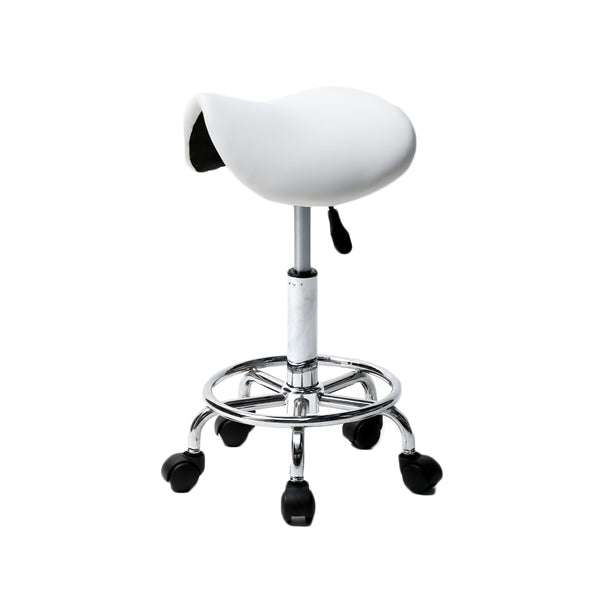 White Swivel Bar Chair with Rolling Feet Dropshipping