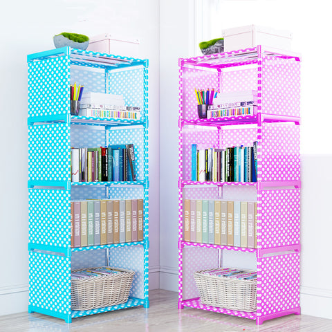 Simple Multi-Tier Bookshelf Creative Storage Shelf for Books Plants Sundries DIY Combination Cabinet Fabric Children Bookcase