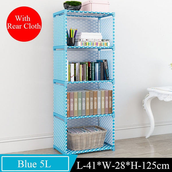 Simple Multi-Tier Bookshelf Creative Storage Shelf for Books Plants Sundries DIY Combination Cabinet Fabric Children Bookcase