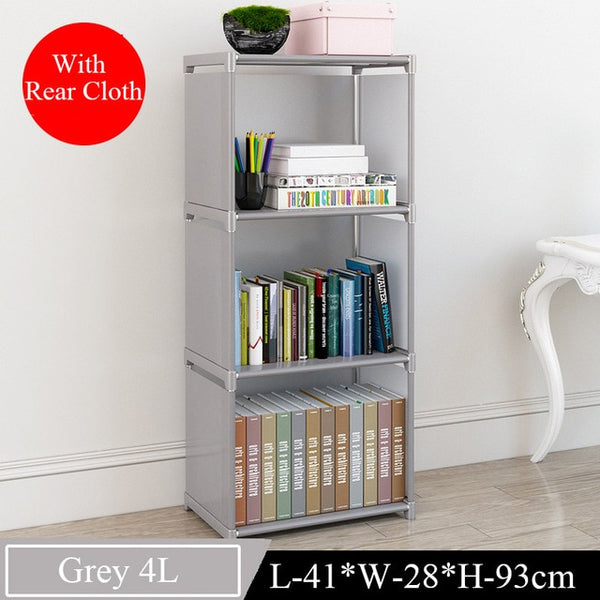 Simple Multi-Tier Bookshelf Creative Storage Shelf for Books Plants Sundries DIY Combination Cabinet Fabric Children Bookcase