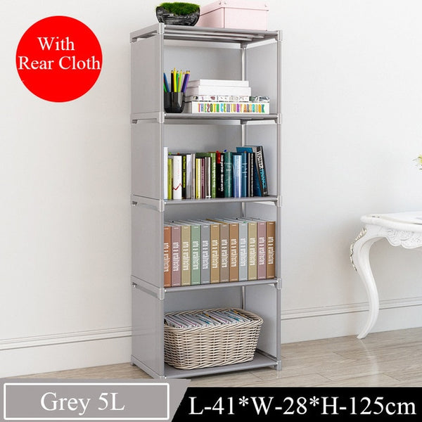 Simple Multi-Tier Bookshelf Creative Storage Shelf for Books Plants Sundries DIY Combination Cabinet Fabric Children Bookcase