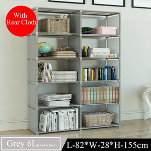 Simple Multi-Tier Bookshelf Creative Storage Shelf for Books Plants Sundries DIY Combination Cabinet Fabric Children Bookcase