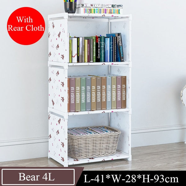 Simple Multi-Tier Bookshelf Creative Storage Shelf for Books Plants Sundries DIY Combination Cabinet Fabric Children Bookcase