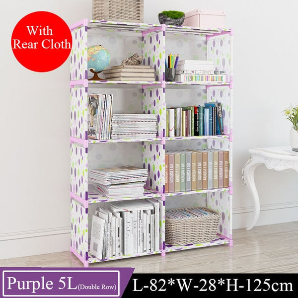 Simple Multi-Tier Bookshelf Creative Storage Shelf for Books Plants Sundries DIY Combination Cabinet Fabric Children Bookcase