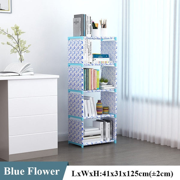 Multilayer Simple Assembled Bookshelf Corner Closet Sundries Book Storage Organizer Easy Moving Shelf Bookcase Kids Home Decor