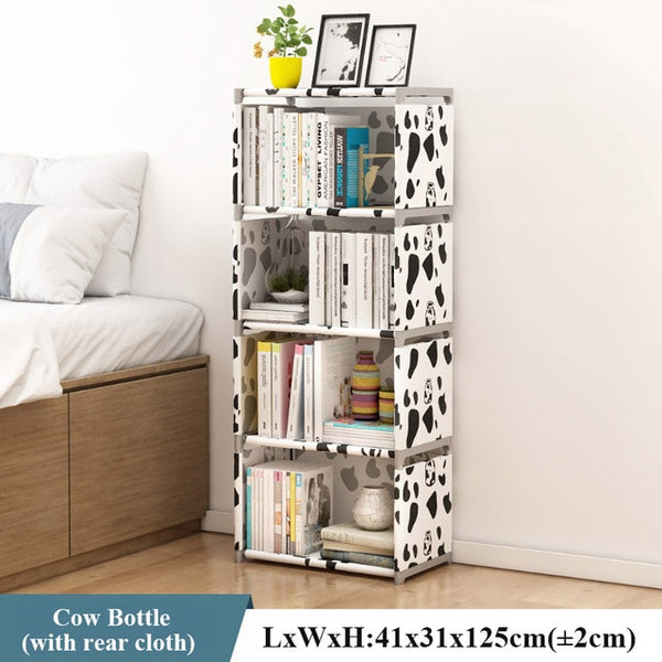 Multilayer Simple Assembled Bookshelf Corner Closet Sundries Book Storage Organizer Easy Moving Shelf Bookcase Kids Home Decor