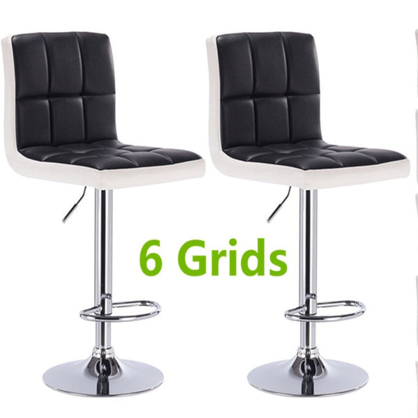 2PCS Fashion Swivel Bar Chairs Synthetic Rotating Bar Stool Lifting High Stool with Footrest Adjustable Silla for Home Decor HWC