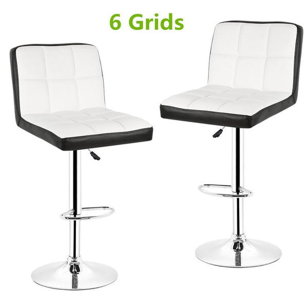 2PCS Fashion Swivel Bar Chairs Synthetic Rotating Bar Stool Lifting High Stool with Footrest Adjustable Silla for Home Decor HWC