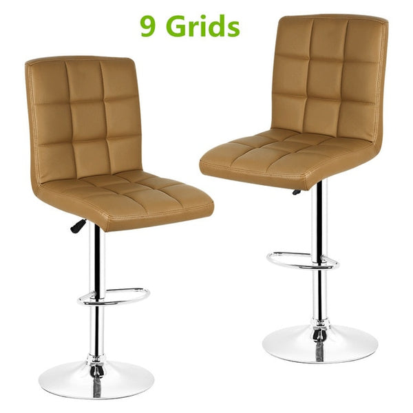 2PCS Fashion Swivel Bar Chairs Synthetic Rotating Bar Stool Lifting High Stool with Footrest Adjustable Silla for Home Decor HWC