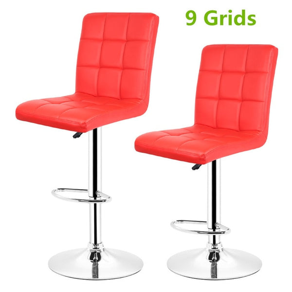 2PCS Fashion Swivel Bar Chairs Synthetic Rotating Bar Stool Lifting High Stool with Footrest Adjustable Silla for Home Decor HWC