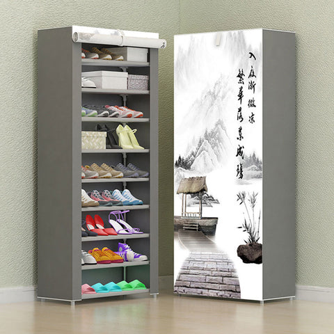 8 Layer 10 Layer Combination Shoe Cabinet Simple Cloth Fabric Storage Shoes Rack Folding Dust-proof Shoe Shelf DIY Furniture