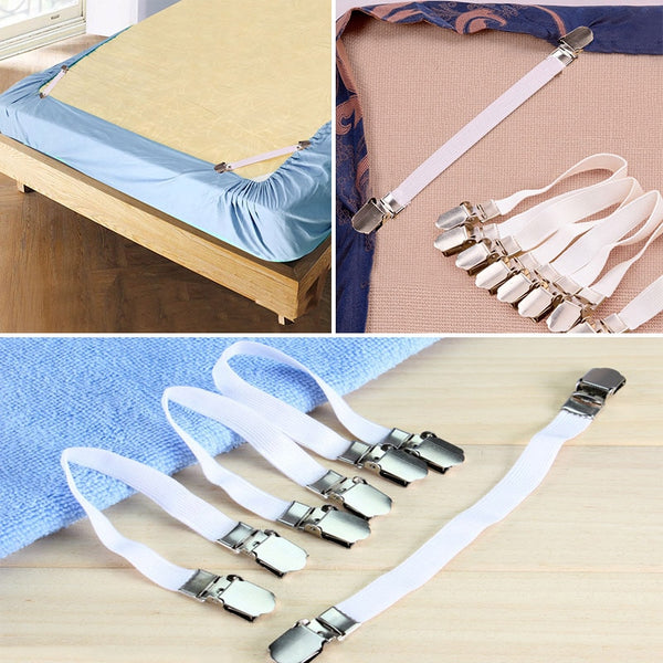 2019New 4pcs Grippers Bed Sheet Fasteners Clip Cover Elastic Straps Bedding Clips holders useful accessories Drop shipping